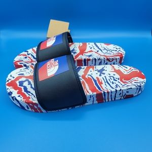 The North Face Base Camp 3 American Men's Sildes Size 12 Blue Red White USA New